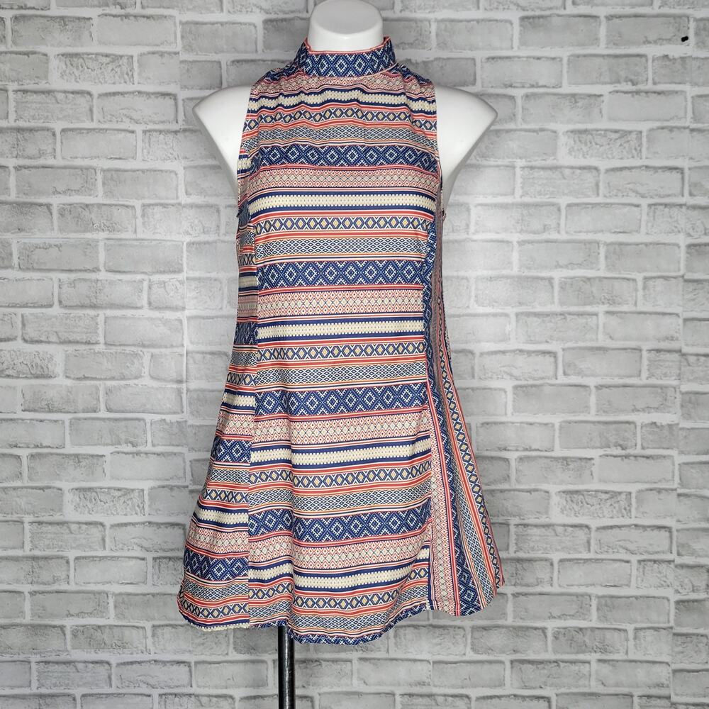 Vintage Handmade Mod Striped Mini Dress,  sz Small